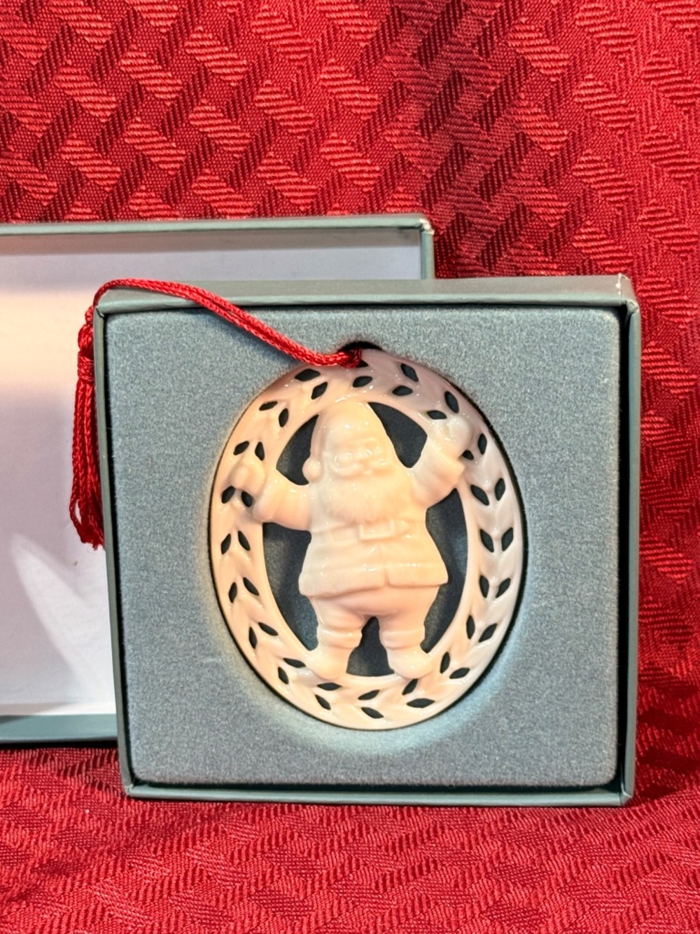Lenox China Christmas Santa Claus Oval Ornament with Original Box